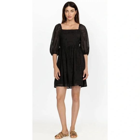 Johnny Was Black Ella Square Neck Mini Dress - Picture 2 of 12